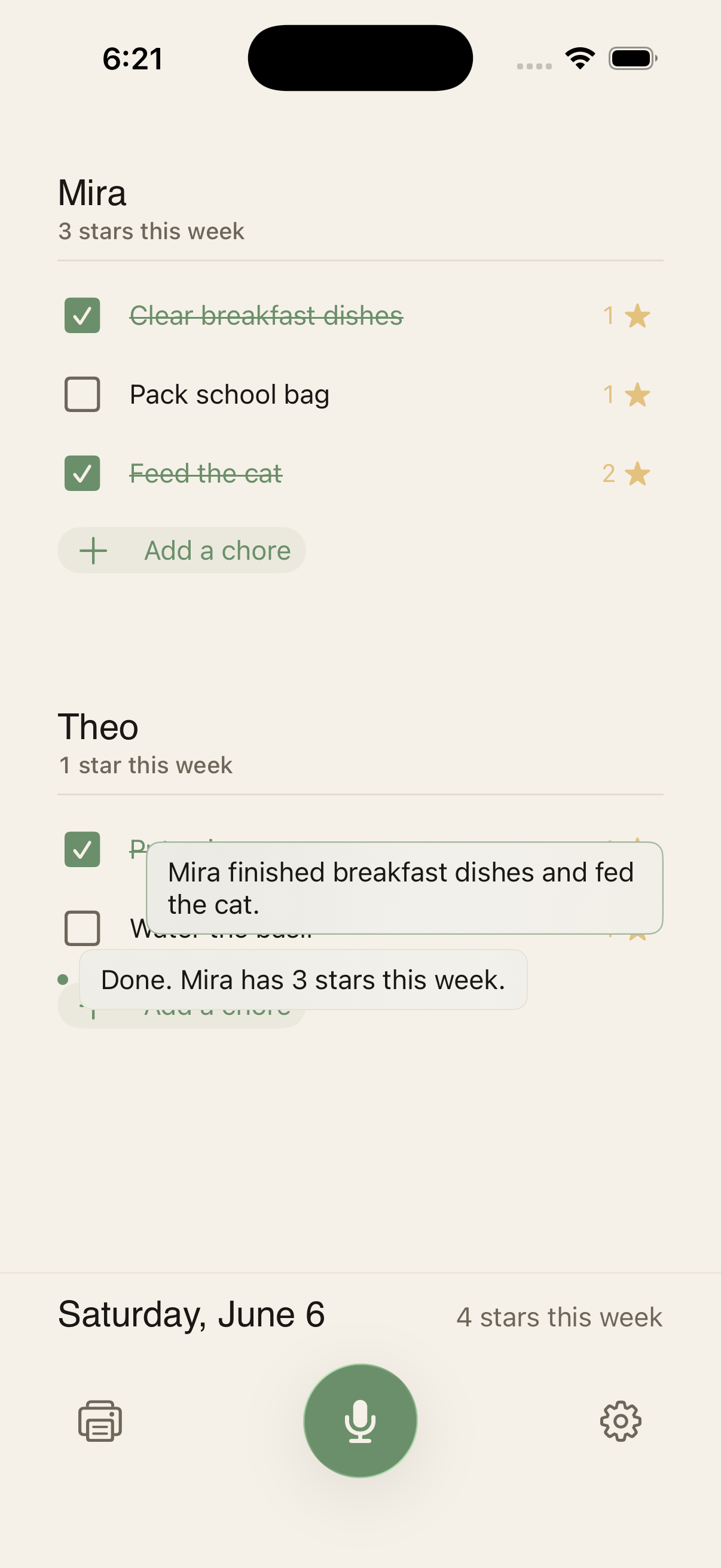 Update chores with Siri or voice screenshot 1